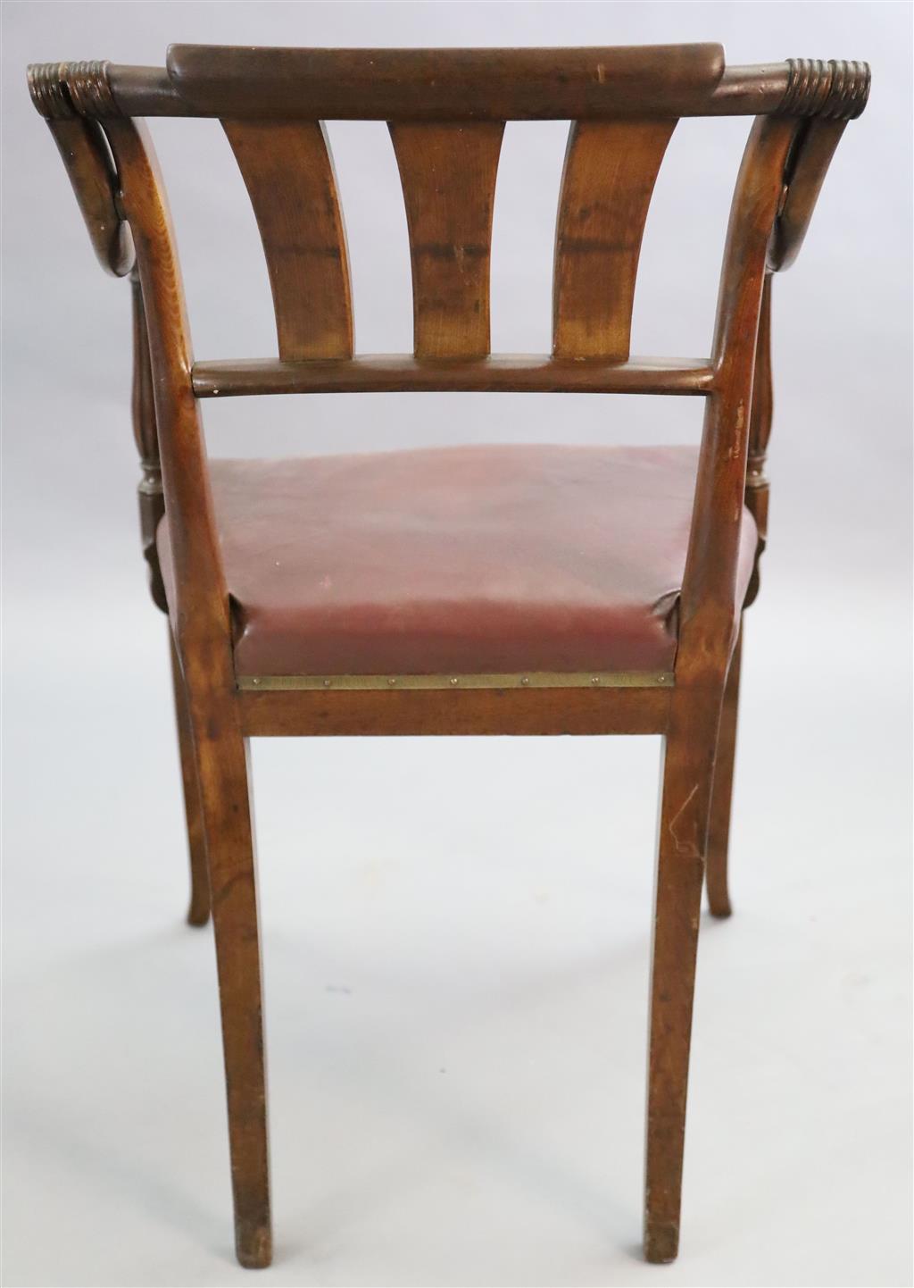 A set of eight Scottish Regency mahogany dining chairs including two carvers, carvers W.1ft 9in. H.2ft 9in.